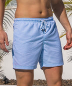 Sea'sons Gestreifte Badeshorts Cherry Blue