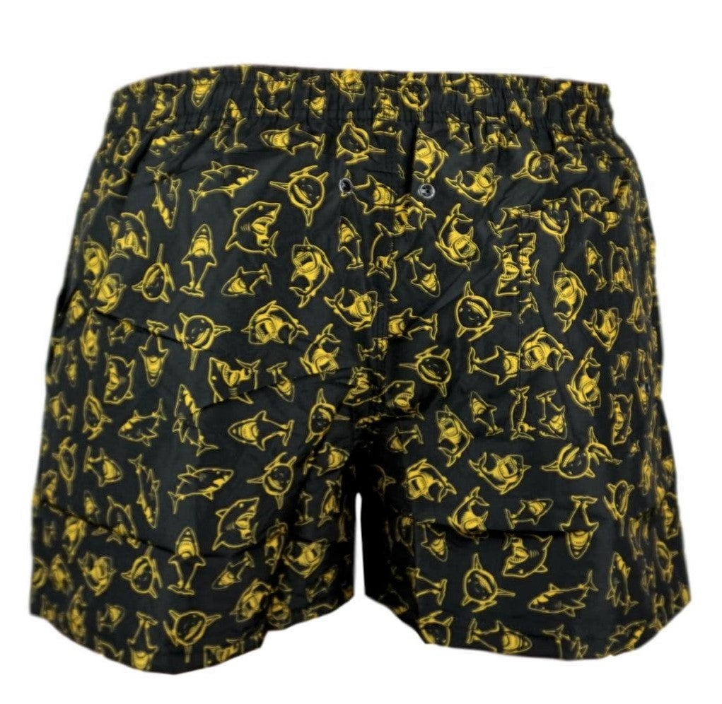 Badeshorts Sharks Schwarz-Gelb