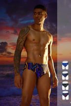 High-quality image of zwemslip flame meerkleurig blauw