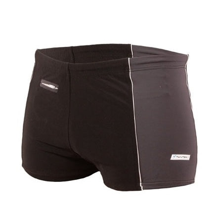 Badeboxer Tiret Grau mit Tasche und Reißverschluss
