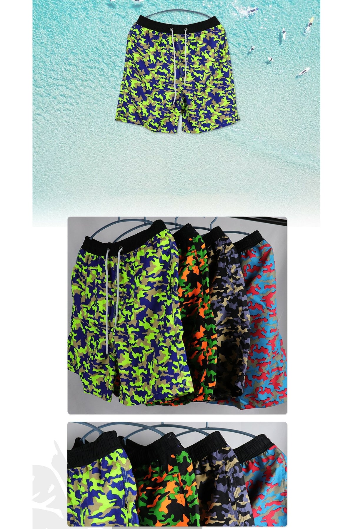 Badeshorts Camo Military Schwarz Khaki