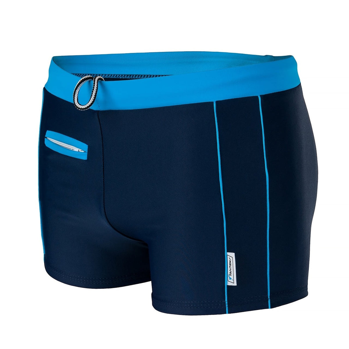 Badeboxer Monaco Blau mit Tasche und Reißverschluss