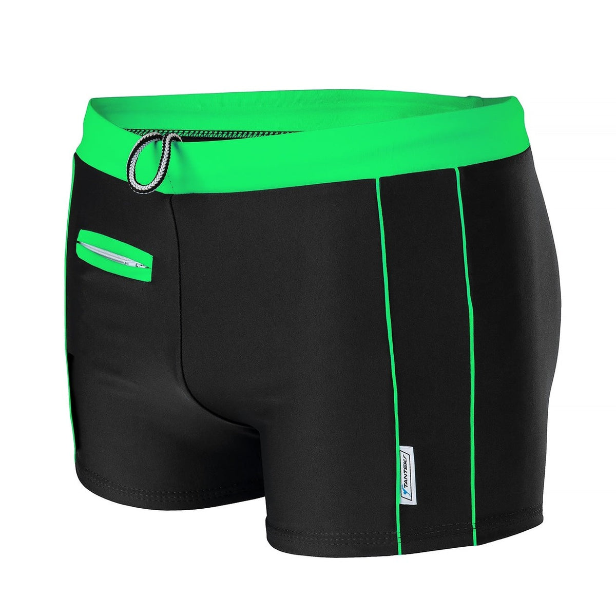 Badeboxer Monaco Limette mit Tasche und Reißverschluss