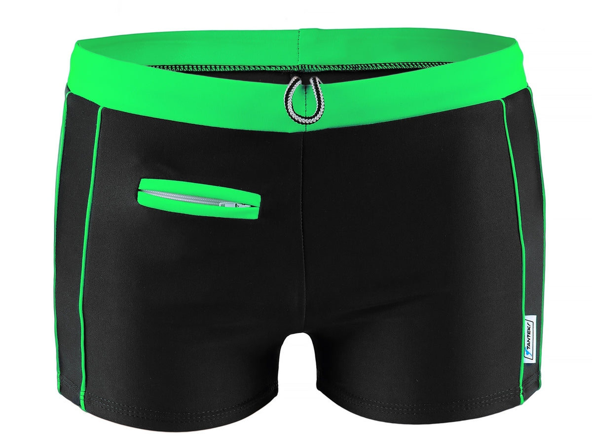 Badeboxer Monaco Limette mit Tasche und Reißverschluss