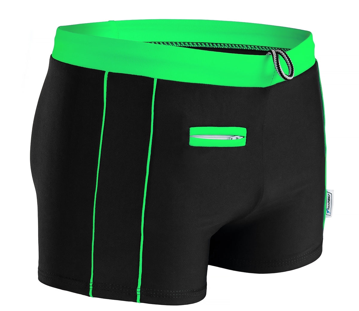 Badeboxer Monaco Limette mit Tasche und Reißverschluss