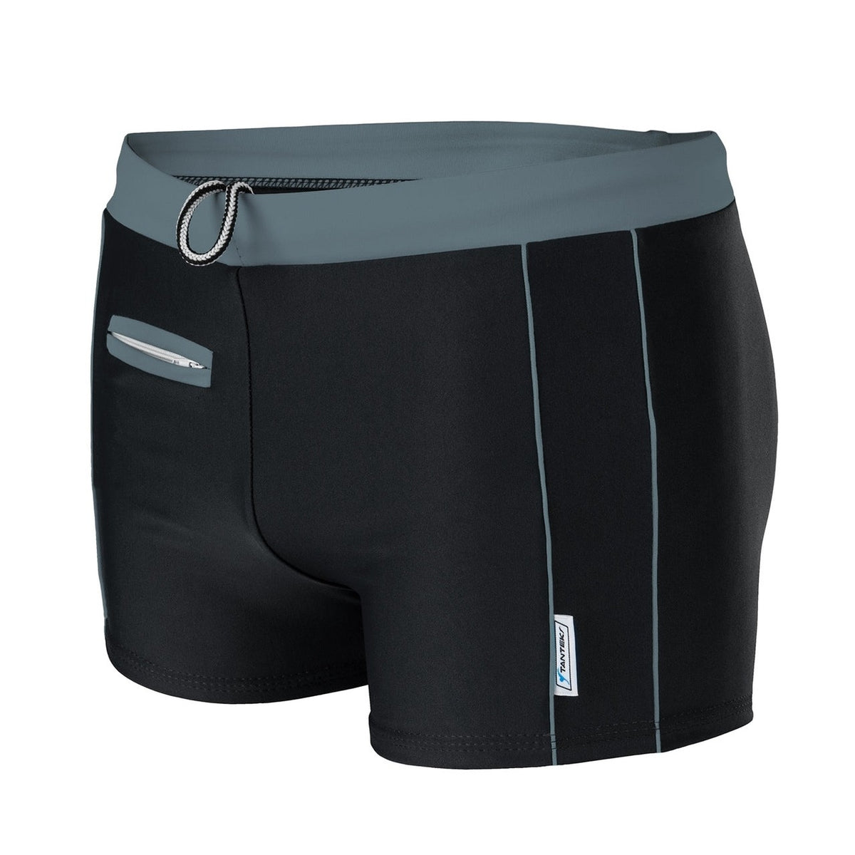 Badeboxer Monaco Grau mit Tasche und Reißverschluss