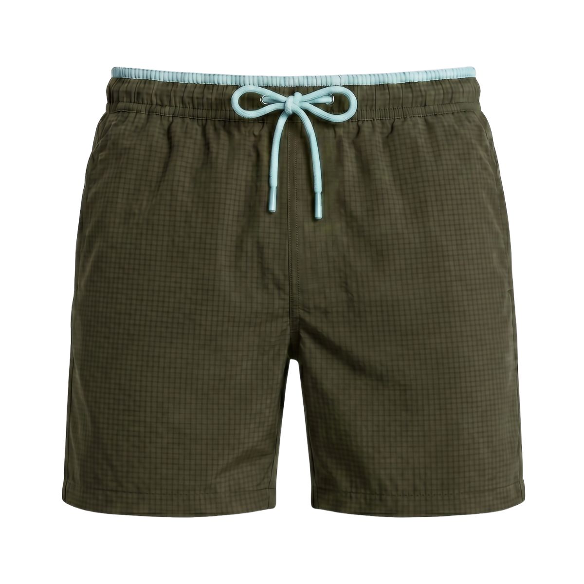 Seersucker Badeshorts Lavos - Olivgrün / Hellblau