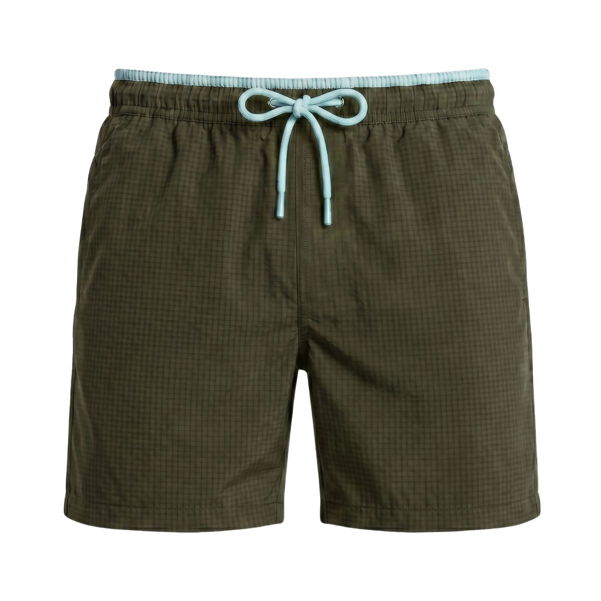 Seersucker Badeshorts Lavos - Olivgrün / Hellblau
