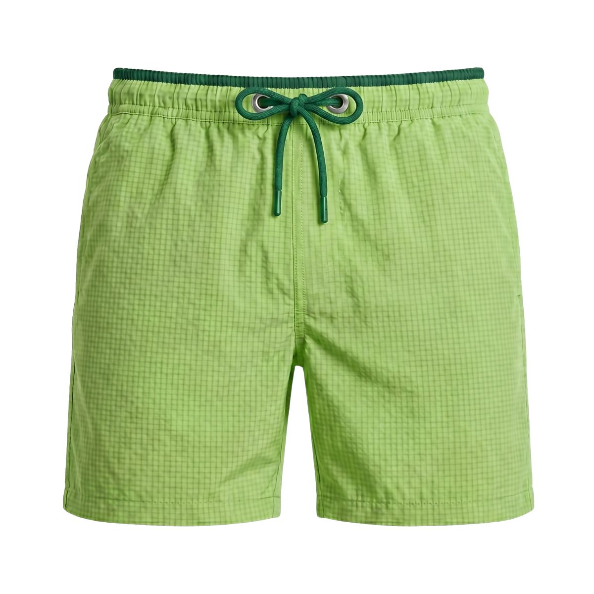 Seersucker Badeshorts Lavos - Apfelgrün / Dunkelgrün