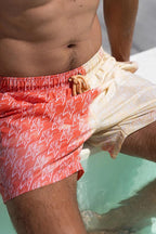 Sea'sons Gemusterte Badeshorts Coral Gelb