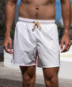 Sea'sons Gestreifte Badeshorts Coral White