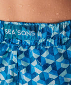 Sea'sons Badehose Geometrisch Blau