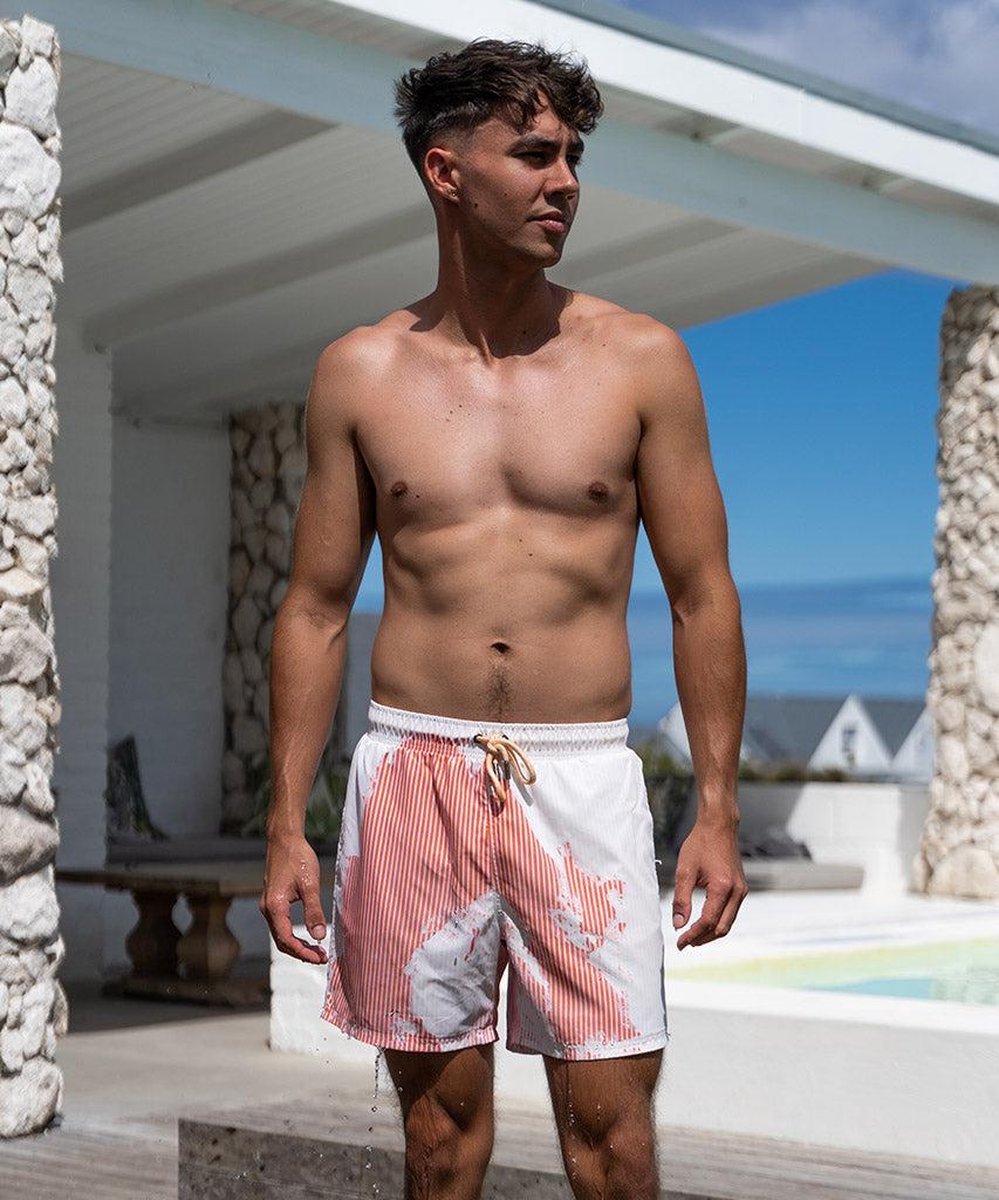 Sea'sons Gestreifte Badeshorts Coral White