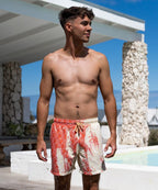 Sea'sons Gemusterte Badeshorts Coral Gelb