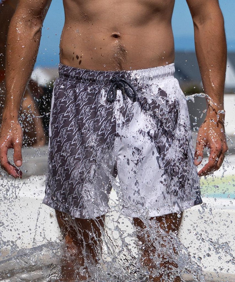 Sea'sons Gemusterte Badeshorts Dunkelgrau Weiß
