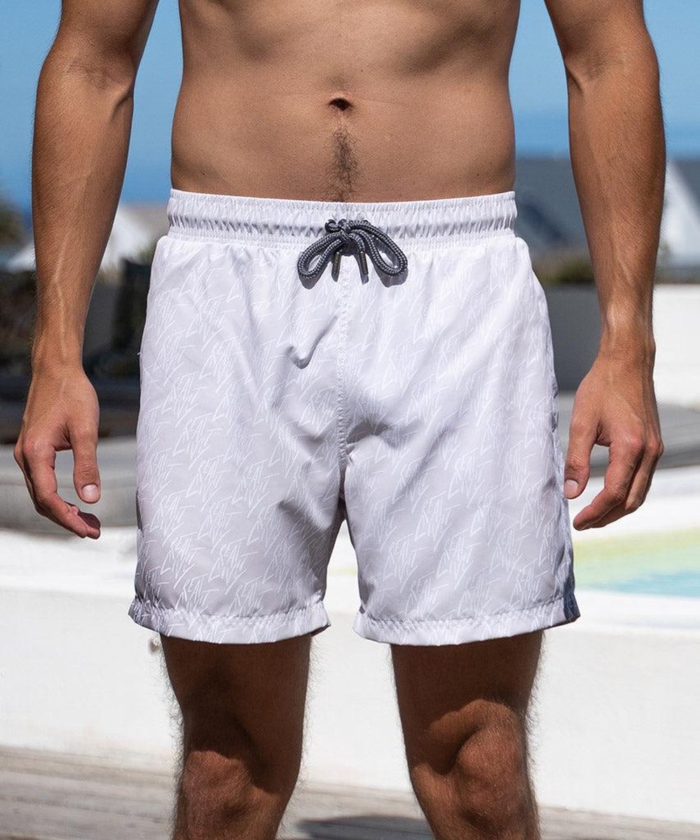 Sea'sons Gemusterte Badeshorts Dunkelgrau Weiß