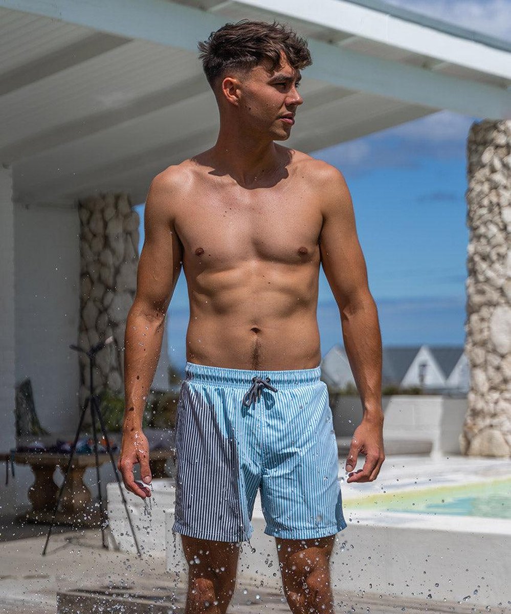 Sea'sons Gestreifte Badeshorts Dunkelgrau Blau