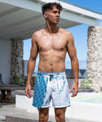 Sea'sons Gemusterte Badeshorts Blau Weiß