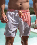 Sea'sons Gestreifte Badeshorts Coral White