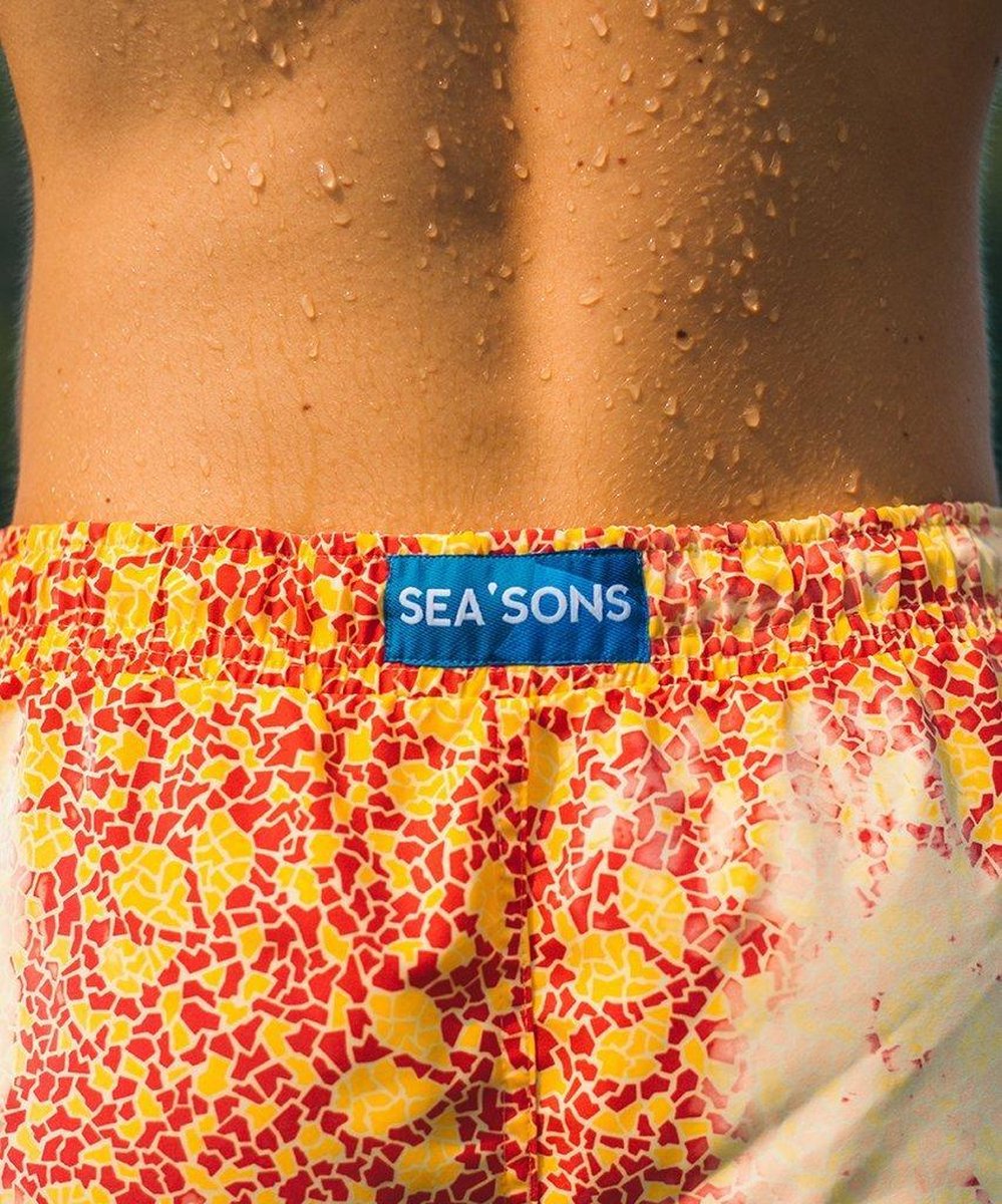 Sea'sons Mosaik Badehose Gelb Rot
