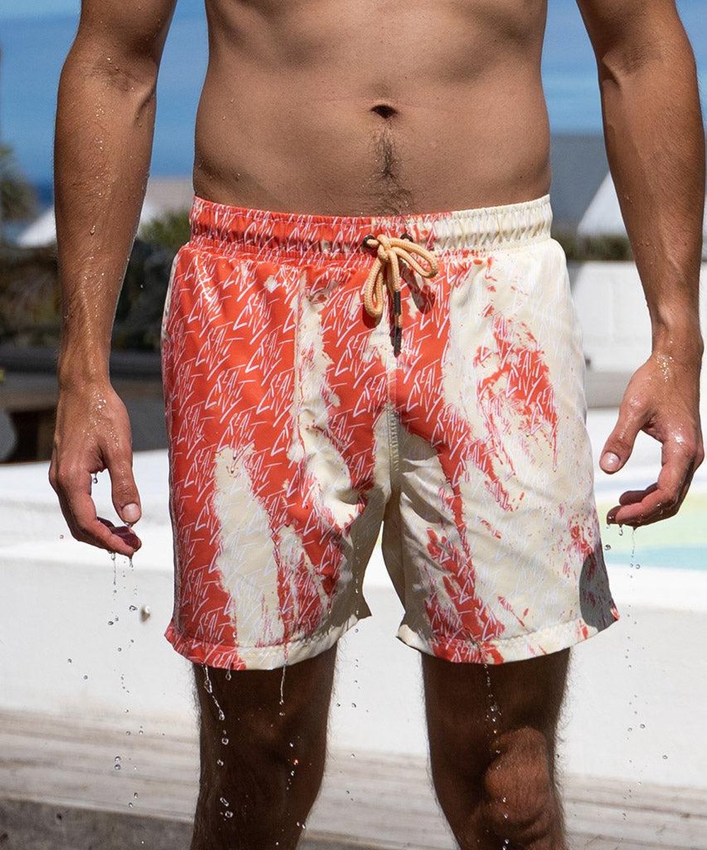 Sea'sons Gemusterte Badeshorts Coral Gelb