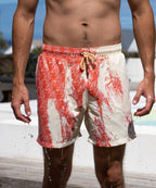 Sea'sons Gemusterte Badeshorts Coral Gelb
