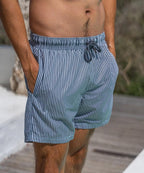 Sea'sons Gestreifte Badeshorts Dunkelgrau Blau