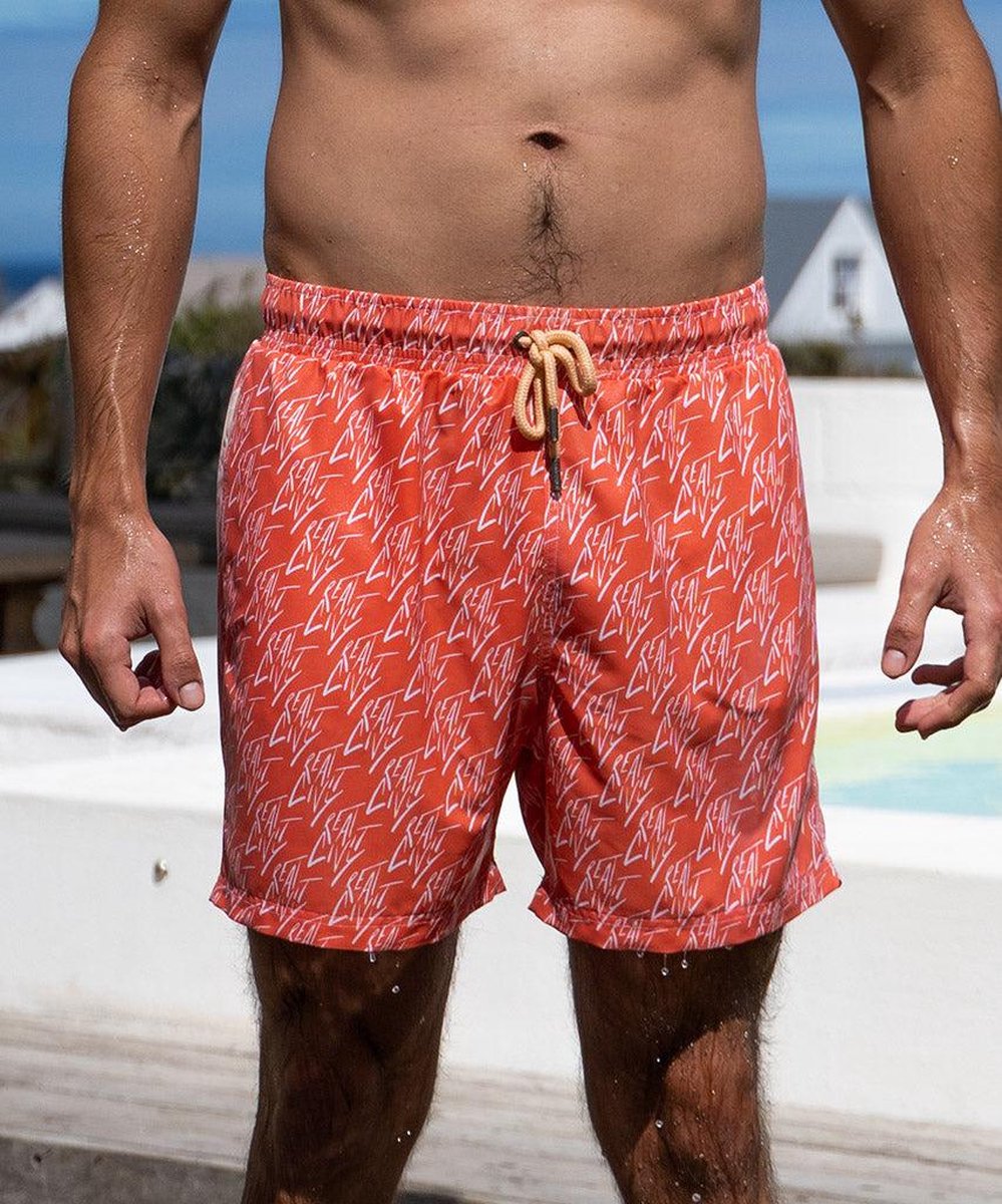 Sea'sons Gemusterte Badeshorts Coral Gelb