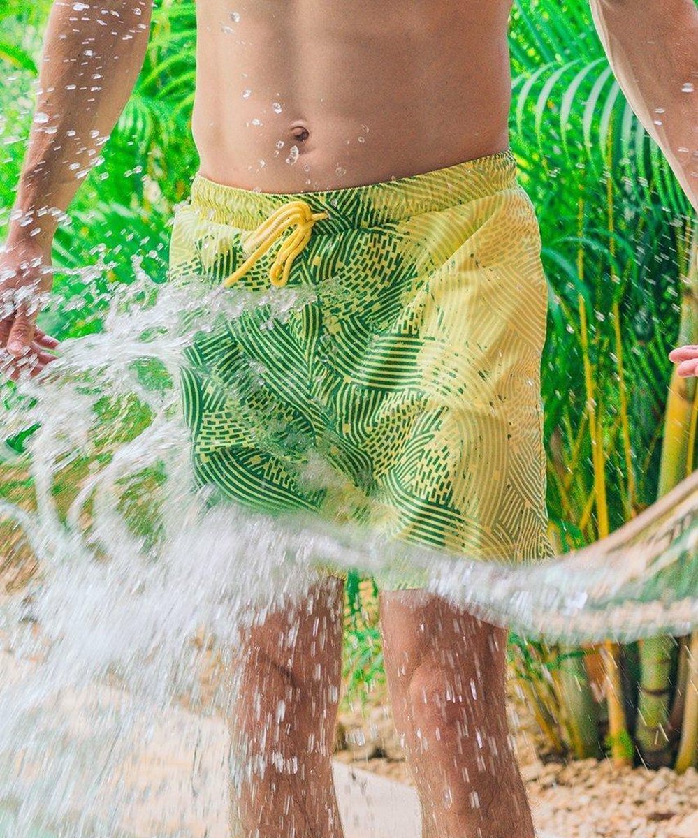 Sea'sons Liquid Lines Badehose Grün-Gelb