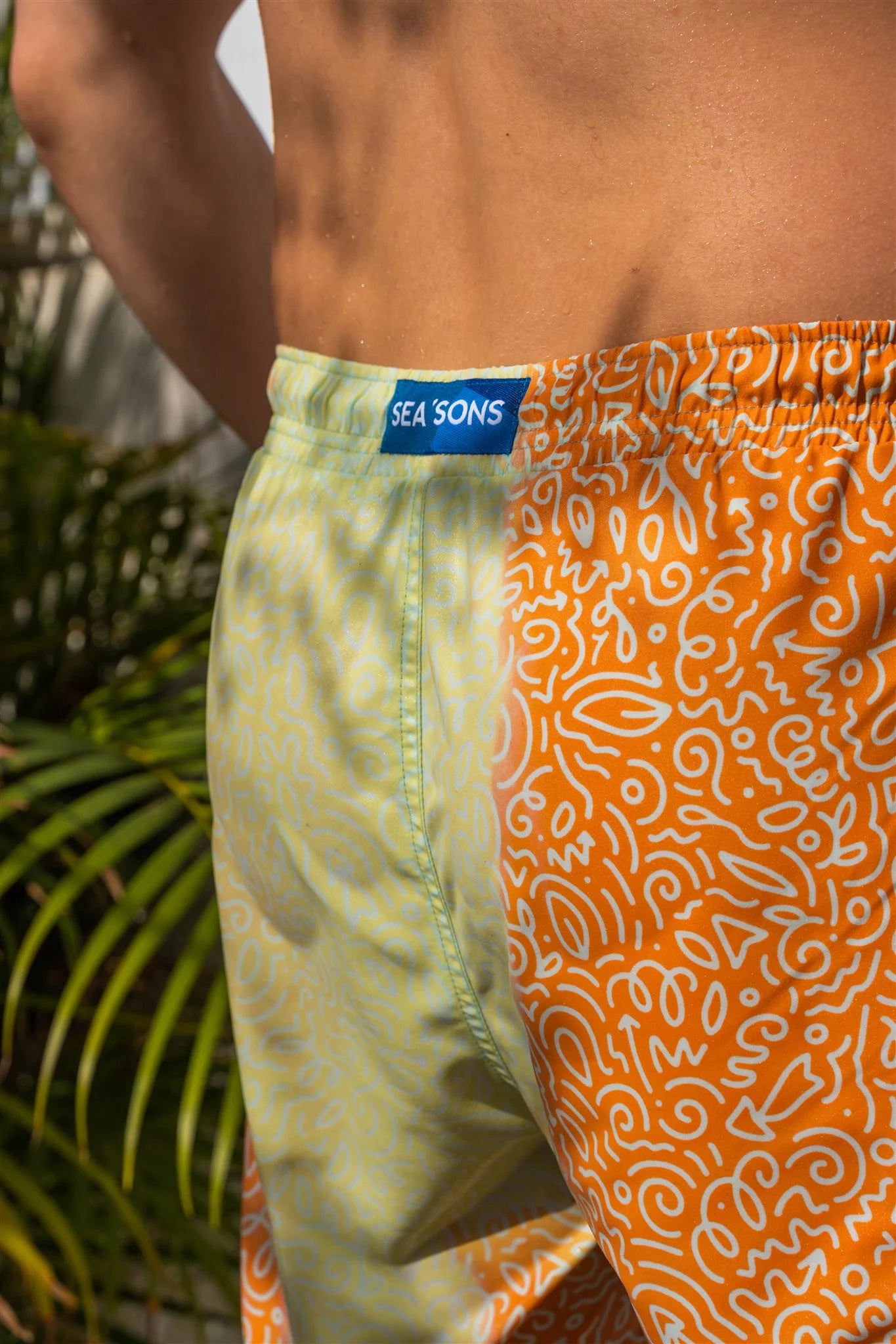 Sea'sons Badehose Kritzel Orange Minze