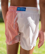 Sea'sons Gestreifte Badeshorts Coral White