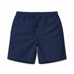 Mallorca zwemshort heren in diep navyblauw, vooraanzicht met taillekoord en steekzakken