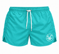 Riviera Retro zwemshort Ocean Breeze, turquoise vooraanzicht met wit SWC-logo en trekkoord