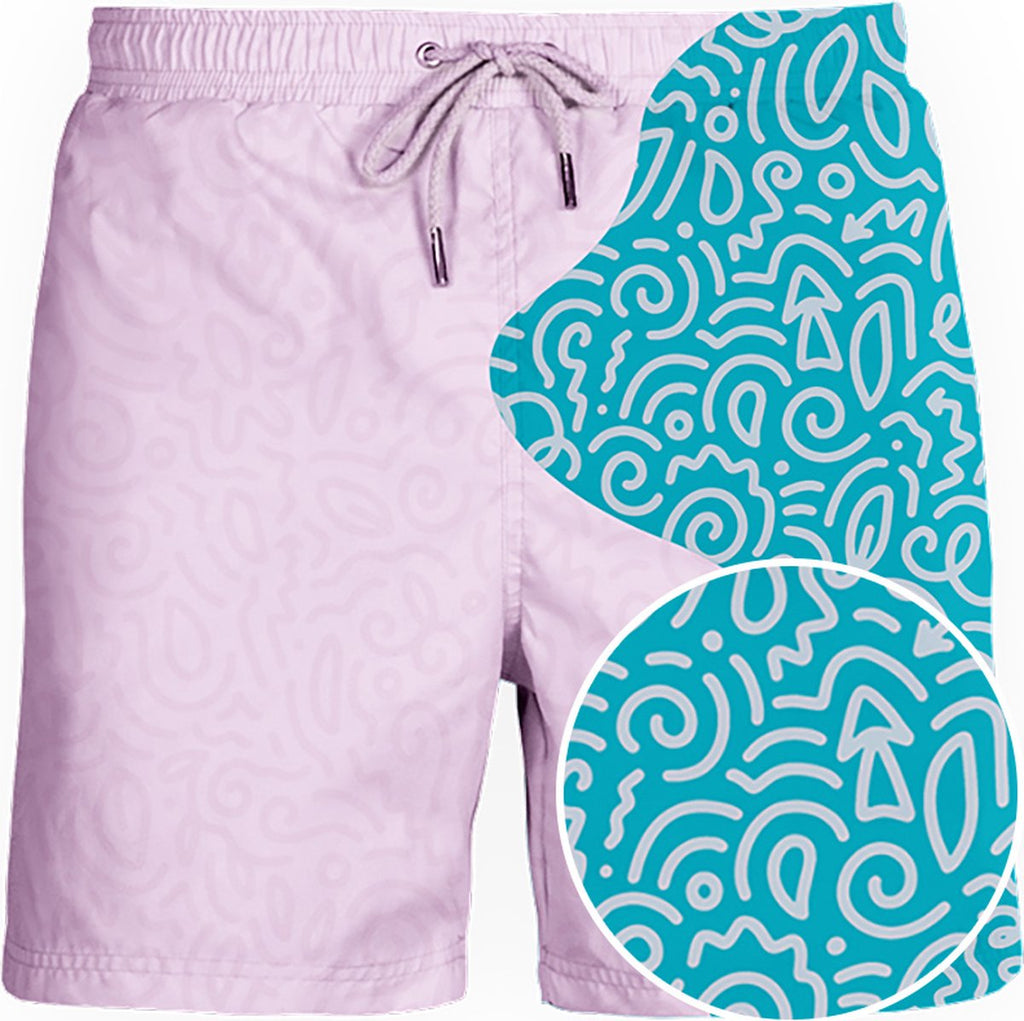 Sea'sons Badehose Kritzel Blaugrün Pink